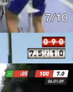 The types of info display on Sufferfest videos from oldest on the top showing only exertion, to newer with cadence and exertion, and newest with time in current segment and time to change in pace added.